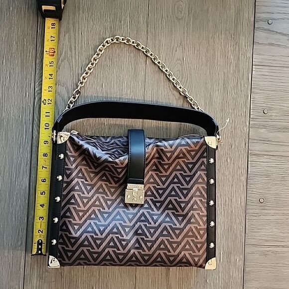 NWOT ALDO PURSE Handbag Zip Closure Snap Gold Hardware Shoulder Chain Casual - Picture 8 of 10